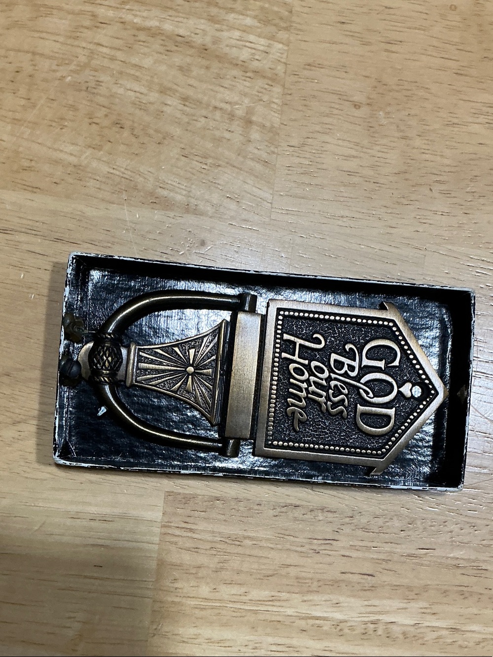 God Bless Our Home Door Knocker in Antique Bronze Finish